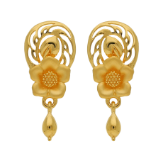 Flower Design Gold Stud with Beads